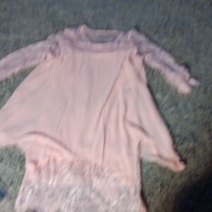 Pink Lace Long Sleeve Top Or Dress